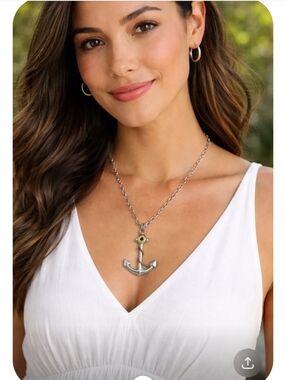 Brighton Anchor Necklace Silver Nautical Pendant Rope Detail Starfish Chain